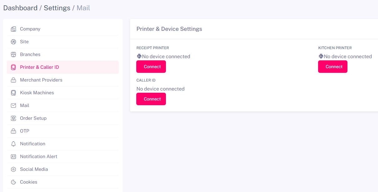 Printer & Device settings